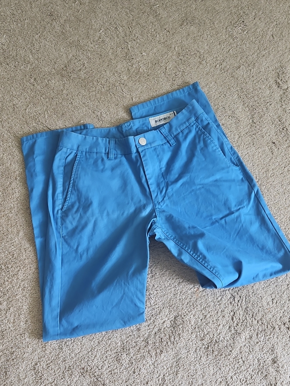 mens 29 x 30 blue washed chinos bonobos slim striaght pants